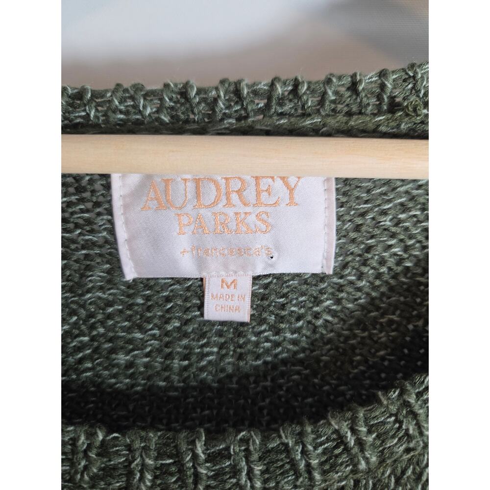 Audrey Parks Francesca’s Galilea Olive Lace Up Ribbon Sweater M - Picture 7 of 9